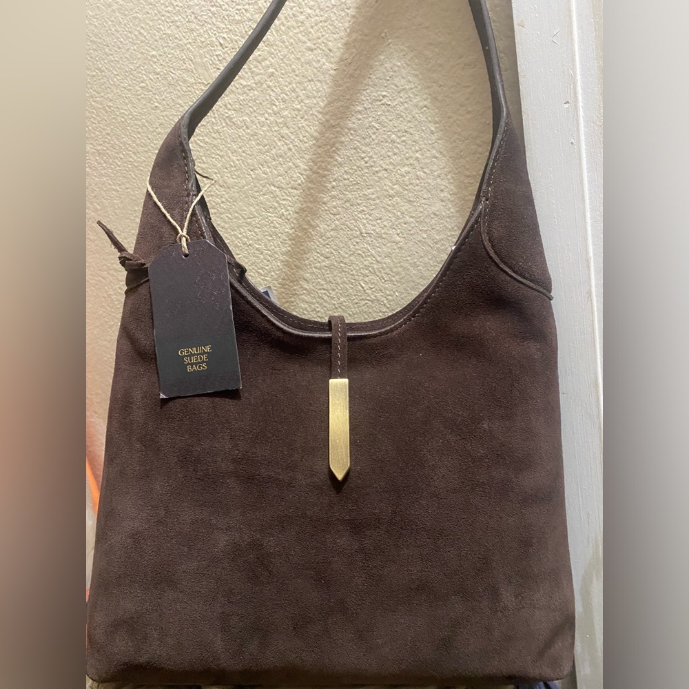Genuine Suede Brown Shoulder Bag